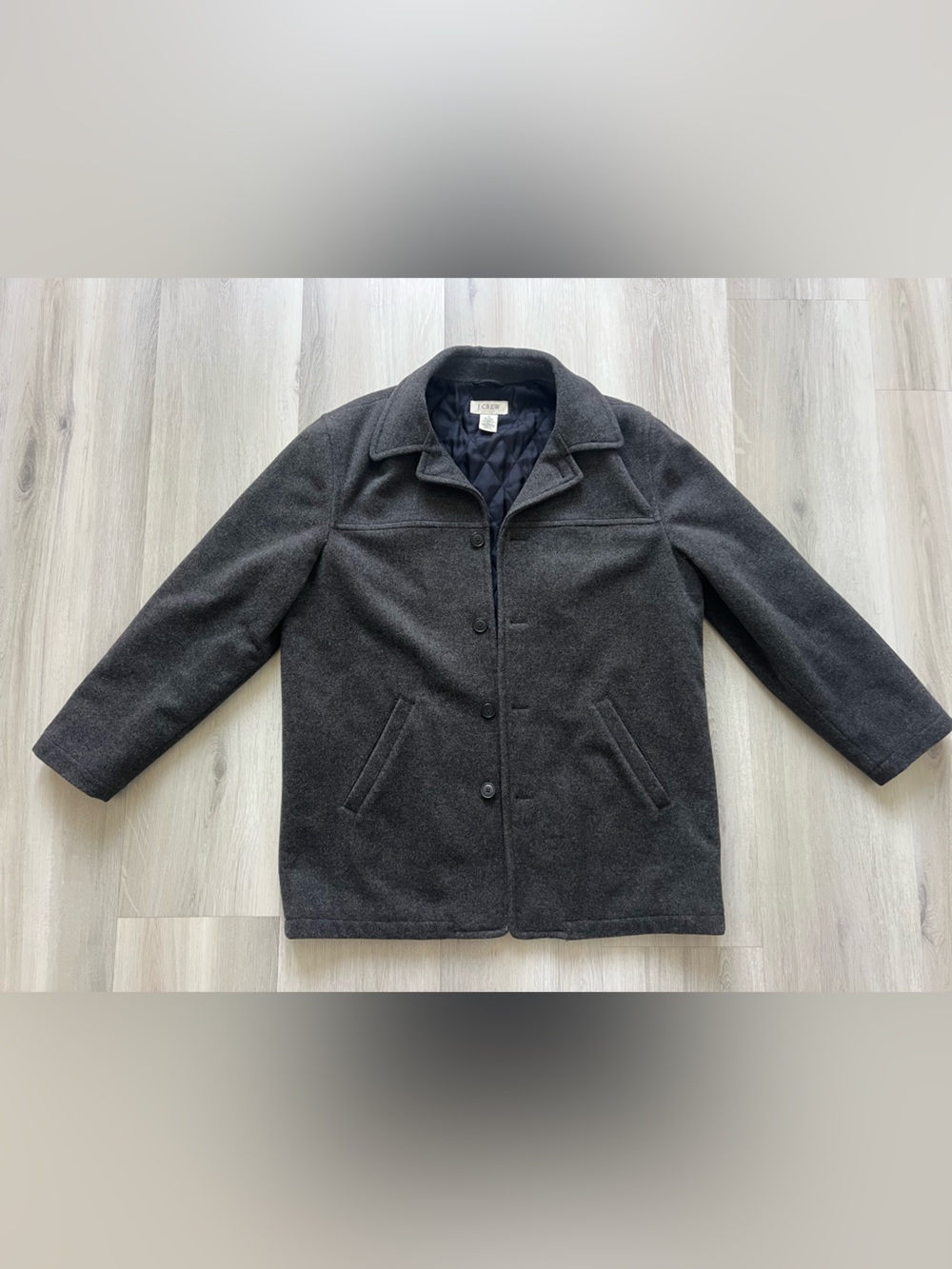 J Crew Men's Dark Gray Wool Blend Button-Front Coat. Size M.